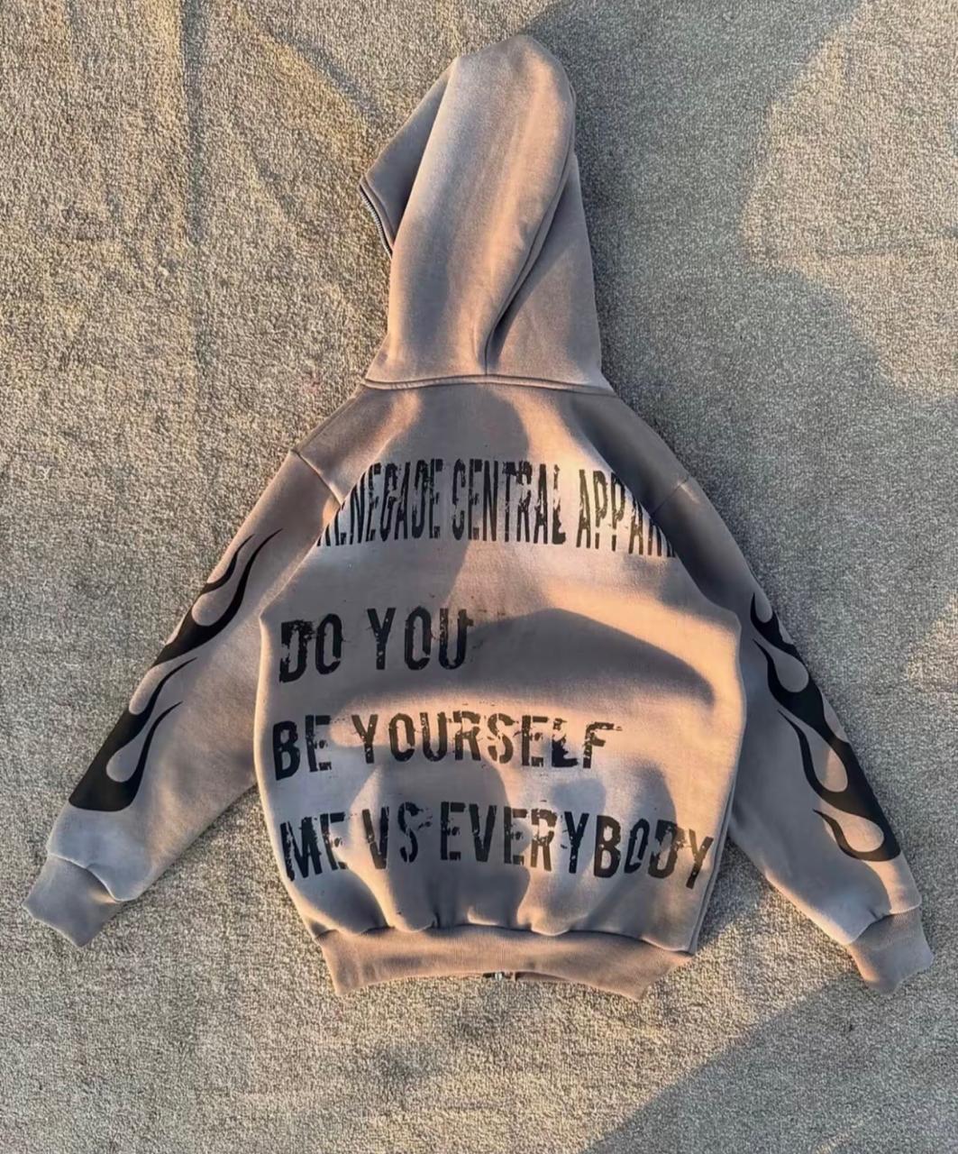 Stone Zip-Up Hoodie